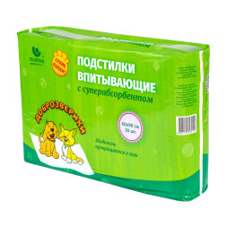 Доброзверики Сухие лапки подстилки впитывающие для животных с суперабсорбентом 60х90 см, 30 шт