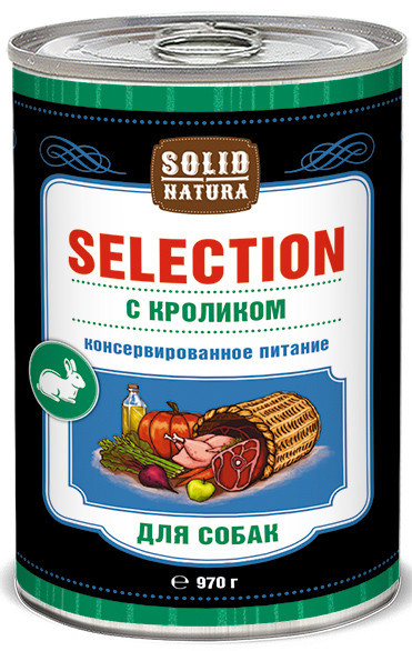 Solid Natura Selection Кролик влажный корм для собак жестяная банка 0,97 кг (6 шт в уп)