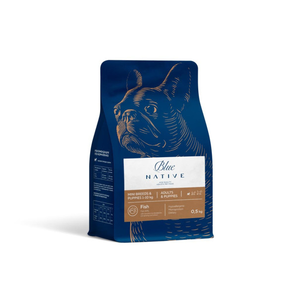 Blue Native Holistic сухой корм для щенков и взрослых собак мелких пород, с лососем - 500 г