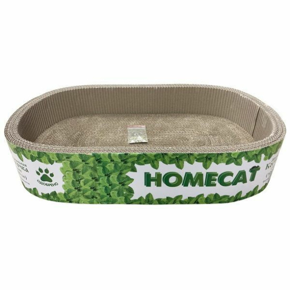 HOMECAT мятная когтеточка для кошек из гофрокатона, овальная с бортами, 50х30х9 см