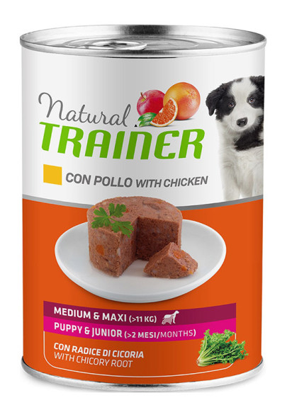 Trainer Natural Medium&amp;amp;Maxi Puppy and Junior влажный корм для щенков и юниоров средних и крупных пород с курицей - 400 г (12 шт в уп)