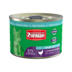 Четвероногий Гурман паштет для кошек с куриной печенью - 190 г (12 шт)
