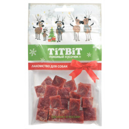 Titbit Новогодняя коллекция лакомство для собак мраморные кубики из говядины - 80 г