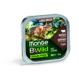 Monge Cat BWild Grain Free влажный беззерновой корм для взрослых кошек с мясом буйвола и овощами в ламистерах 100 г (32 шт в уп)
