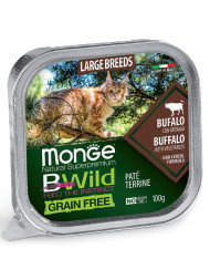 Monge Cat BWild Grain Free влажный беззерновой корм для взрослых кошек с мясом буйвола и овощами в ламистерах 100 г (32 шт в уп)