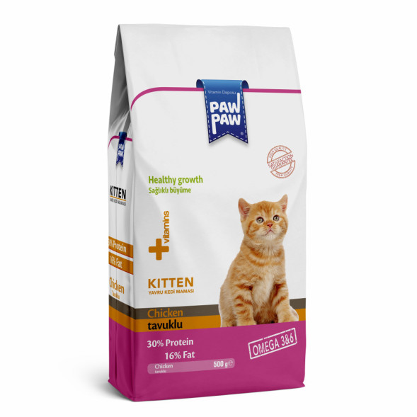 Pawpaw Kitten Cat Food with Chicken сухой корм для котят с курицей - 500 г