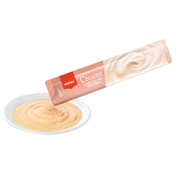 Wanpy Cat лакомство для кошек нежное пюре из тунца и лосося - 14 г х 25 шт