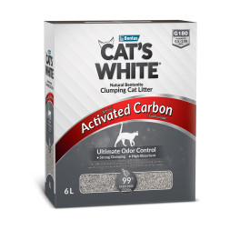 Cats White BOX Activated Carbon комкуюйщися наполнитель с активированным углем для кошачьего туалета, бентонитовый - 5,1 кг (6 л)