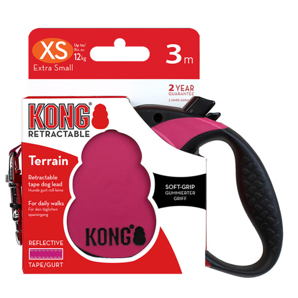KONG рулетка Terrain XS (до 12 кг) лента 3 метра фуксия