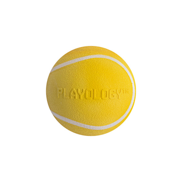 Playology SQUEAKY CHEW BALL хрустящий жевательный мяч для собак с пищалкой и с ароматом курицы, 8 см, желтый
