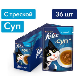 Влажный корм Felix Суп для взрослых кошек, с треской 48г х 36
