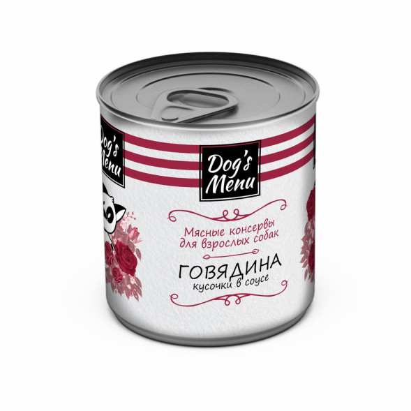 Dog`s Menu влажный корм для взрослых собак с говядиной кусочки в соусе в консервах - 750 г х 9 шт
