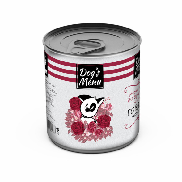 Dog`s Menu влажный корм для взрослых собак с говядиной кусочки в соусе в консервах - 750 г х 9 шт