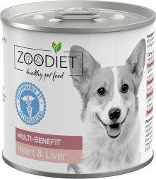 Zoodiet Multi-Benefit Heart&amp;amp;Liver влажный корм для взрослых собак, для поддержания здоровья всего организма, с сердцем и печенью, в консервах - 240 г х 12 шт