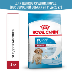 Royal Canin Medium Puppy сухой корм для щенков средних пород с птицей - 3 кг