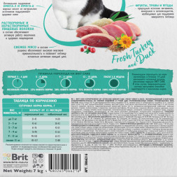 Brit Care Cat Sterilised Urinary Care сухой корм для стерилизованных кошек для профилактики МКБ, с индейкой и уткой - 7 кг