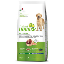Trainer Natural Maxi Adult сухой корм для взрослых собак крупных пород с сыровяленой ветчиной и рисом - 12 кг