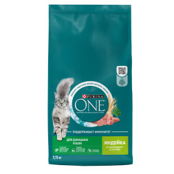 Purina One сухой корм для домашних кошек, с высоким содержанием индейки и цельными злаками - 9,75 кг