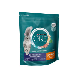 Purina One сухой корм для домашних стерилизованных кошек с курицей и цельными злаками - 750 г