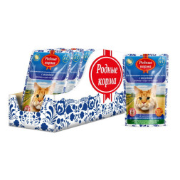 Родные корма полнорационный корм для кошек с индейкой кусочки в соусе по-елецки в паучах - 85 г х 32 шт