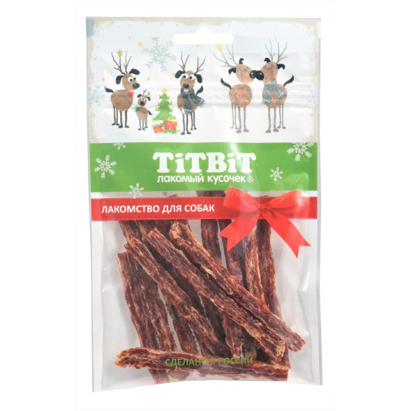 Titbit Новогодняя коллекция лакомство для собак мраморная нарезка из говядины - 80 г