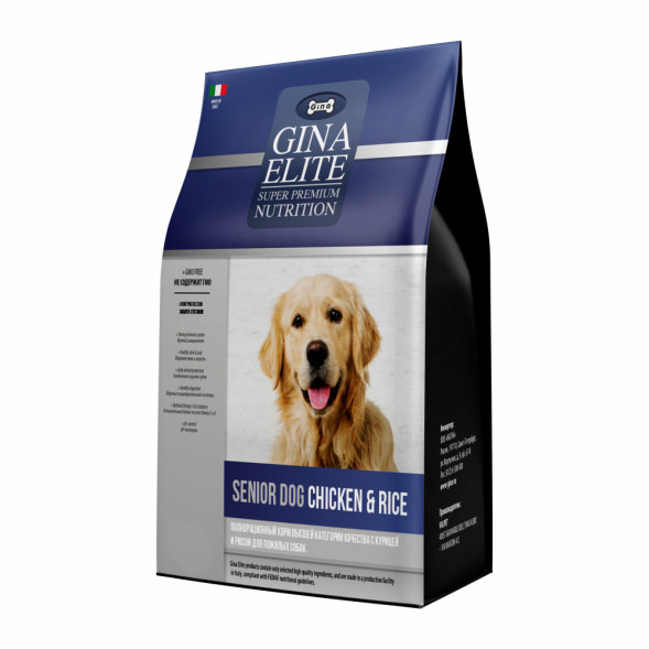 Gina Elite Senior Dog Chicken&amp;amp;Rice сухой корм для пожилых собак с курицей и рисом - 8 кг