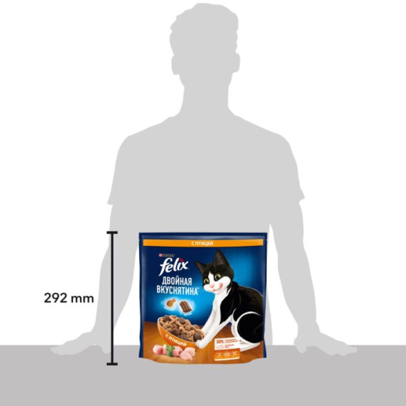 Сухой корм Felix Двойная Вкуснятина для взрослых кошек, с птицей 1.3кг