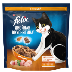 Сухой корм Felix Двойная Вкуснятина для взрослых кошек, с птицей 1.3кг
