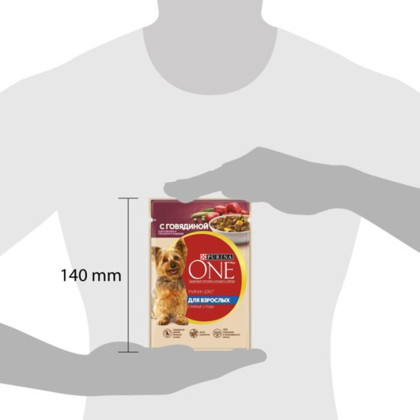 Влажный корм для собак Purina ONE Мини Взрослая для мелких пород с говядиной, картофелем и горохом в подливе 85 г x 26 шт