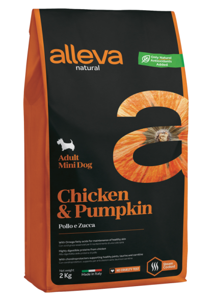 Alleva Natural Adult Chicken &amp;amp; Pumpkin Mini сухой корм для взрослых собак мелких пород с курицей и тыквой - 2 кг