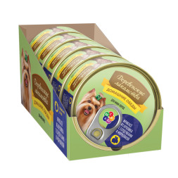 Консервы для мини пород Деревенские лакомства Домашние обеды Фрикасе из кролика с сердечками и морковкой 100 гр х 5 шт