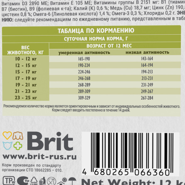 Brit Care Dog Adult M Healthy Skin&amp;amp;Shiny Coat сухой корм для взрослых собак средних пород для кожи и шерсти, с лососем и индейкой - 12 кг
