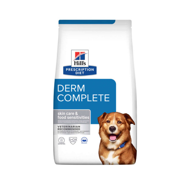 Hills Prescription Diet Derm Complete сухой диетический корм для взрослых собак при аллергии для здоровья кожи - 12 кг