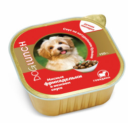 Dog Lunch влажный корм для взрослых собак Мясные фрикадельки в нежном соусе с говядиной, в ламистерах - 150 г х 10 шт