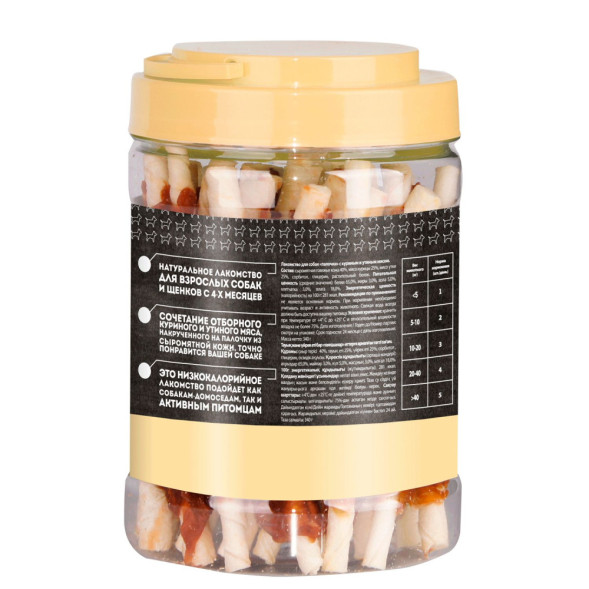 Мнямс лакомство Палочки с куриным и утиным мясом для собак в банке - 340 г