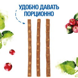 Monge Gift Sterilised лакомство для стерилизованных кошек Мягкие палочки со свежей уткой, мелиссой лекарственной и клюквой - 15 г