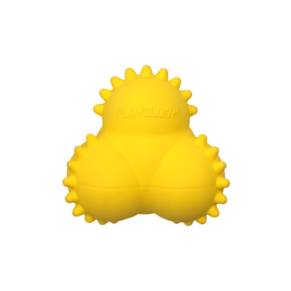 Playology SQUEAKY BOUNCE BALL дентальный хрустящий жевательный тройной мяч для щенков с ароматом курицы, желтый
