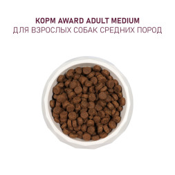 AWARD сухой корм для взрослых собак средних пород, с индейкой, курицей, морковью и черной смородиной - 12 кг
