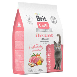 Brit Care Cat Sterilised Monoprotein Metabolic сухой корм для для стерилизованных кошек, с индейкой - 7 кг