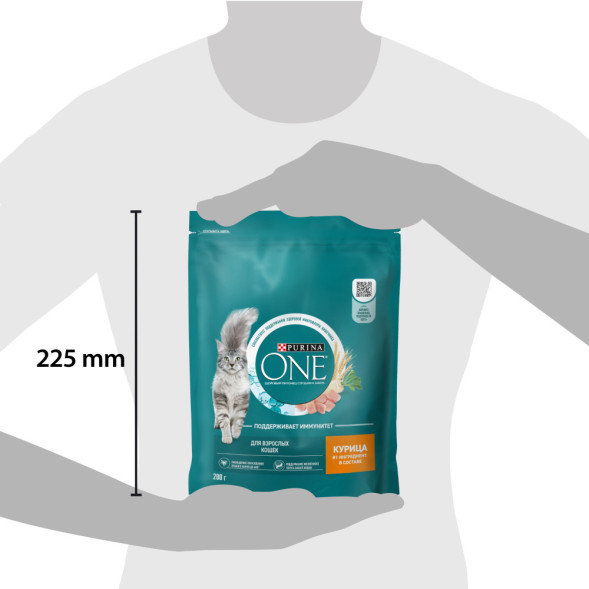 Purina One сухой корм для взрослых кошек с курицей и цельным злаками - 200 г