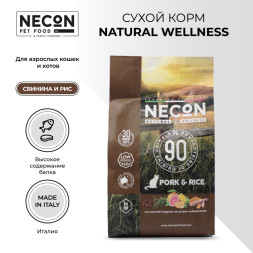 Necon Natural Wellness Pork &amp;amp; Rice сухой корм для взрослых кошек со свининой и рисом - 1,5 кг