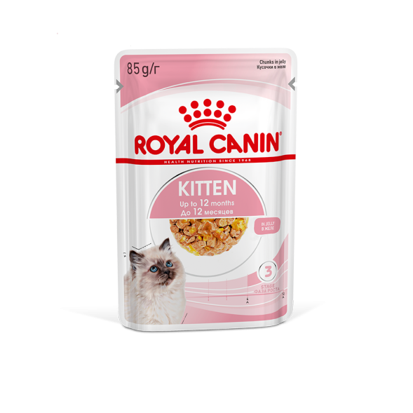 Royal Canin Kitten влажный корм котят до 12 месяцев кусочки в желе, в паучах - 85 г х 28 шт