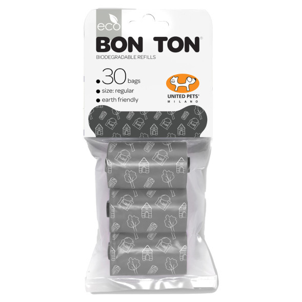 United Pets Refill пакеты для набора BON TON, 3 рулона по 10 пакетов, черные