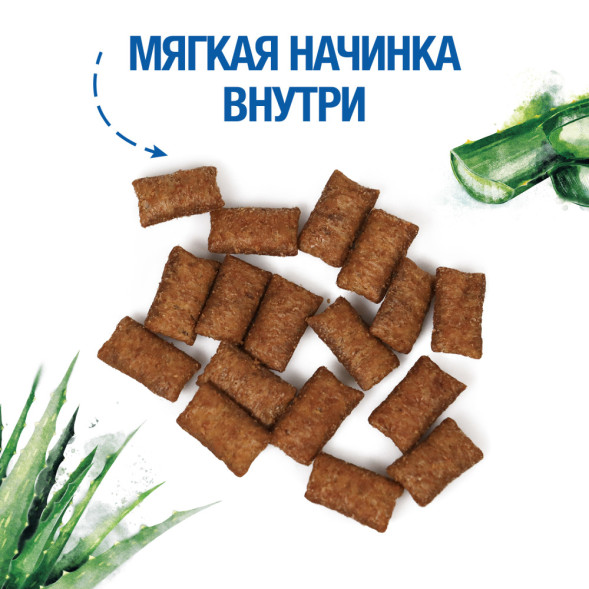 Monge Gift Skin Support лакомство для кошек Хрустящие подушечки с треской и алоэ вера, для здоровой кожи - 60 г