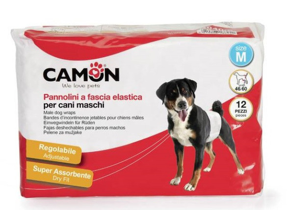 Camon подгузники для жвотных на резинке (для кобелей), 46-60 см (размер 2), 12 шт