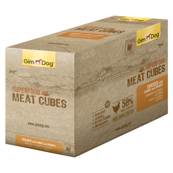 Лакомство GimDog мясные кубики суперфуд для собак из курицы с морковью и шпинатом - 40 г