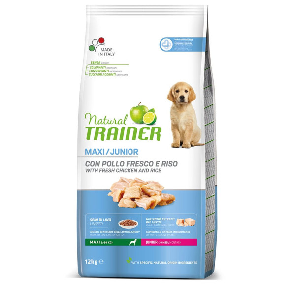 Trainer Natural Maxi Junior сухой корм для щенков крупных пород от 8 месяцев до 2 лет с курицей - 12 кг