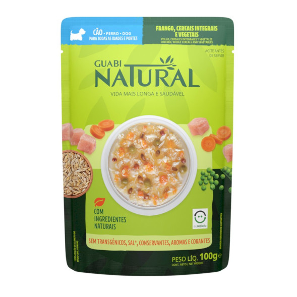 Guabi Natural Dog паучи для взрослых собак всех пород курица, цельнозерновые злаки и овощи - 100 г x 18 шт