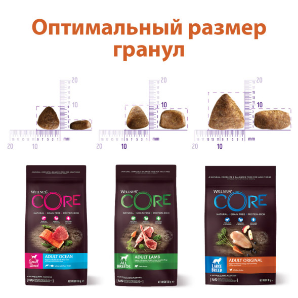 Wellness Core сухой корм для взрослых собак мелких пород с лососем и тунцом 1,5 кг