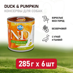 Farmina N&amp;amp;D Pumpkin Dog влажный беззерновой корм для взрослых собак с тыквой и уткой - 285 г (6 шт в уп)